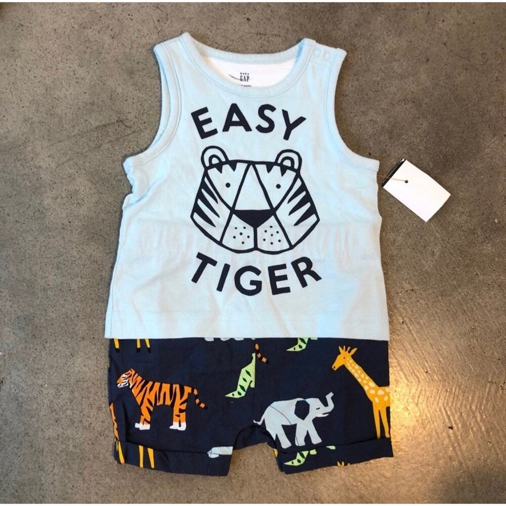 Gap baby easy tiger animal onesie shorts infants boys 3-6 months baby outfit